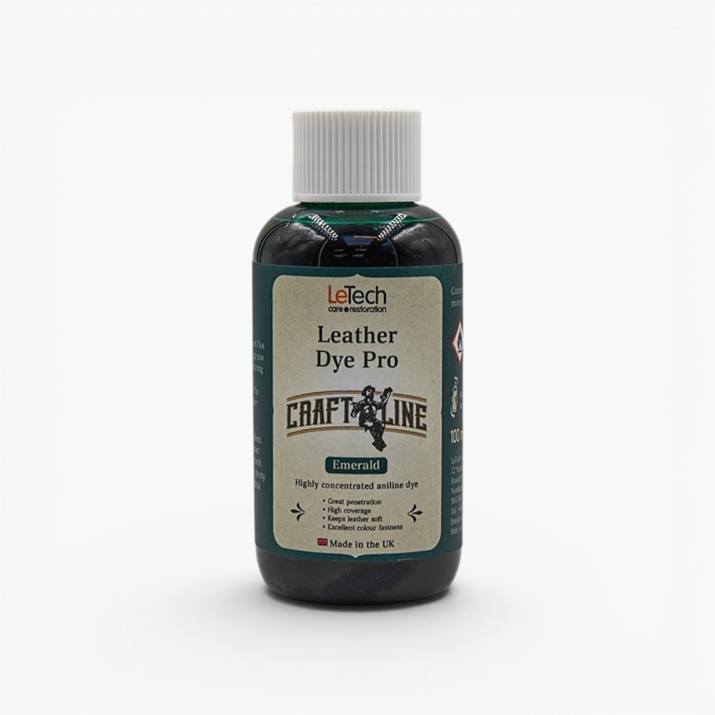 Craft Line - Leather Dye Pro - Multiple Colours Emerald by LeTech Canada
