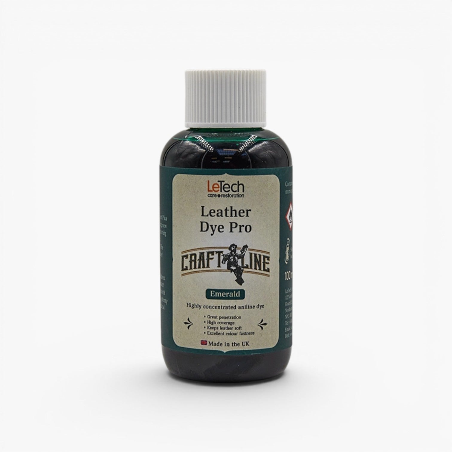 Craft Line - Leather Dye Pro - Multiple Colours Emerald by LeTech Canada