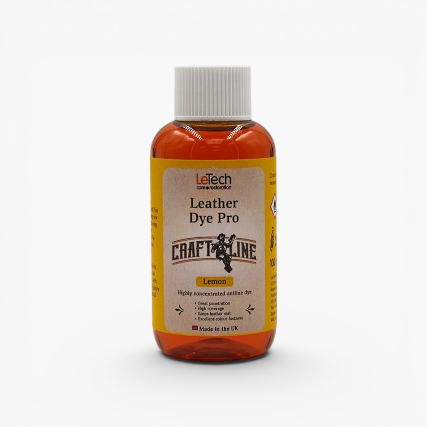 Craft Line - Leather Dye Pro - Multiple Colours Lemon by LeTech Canada