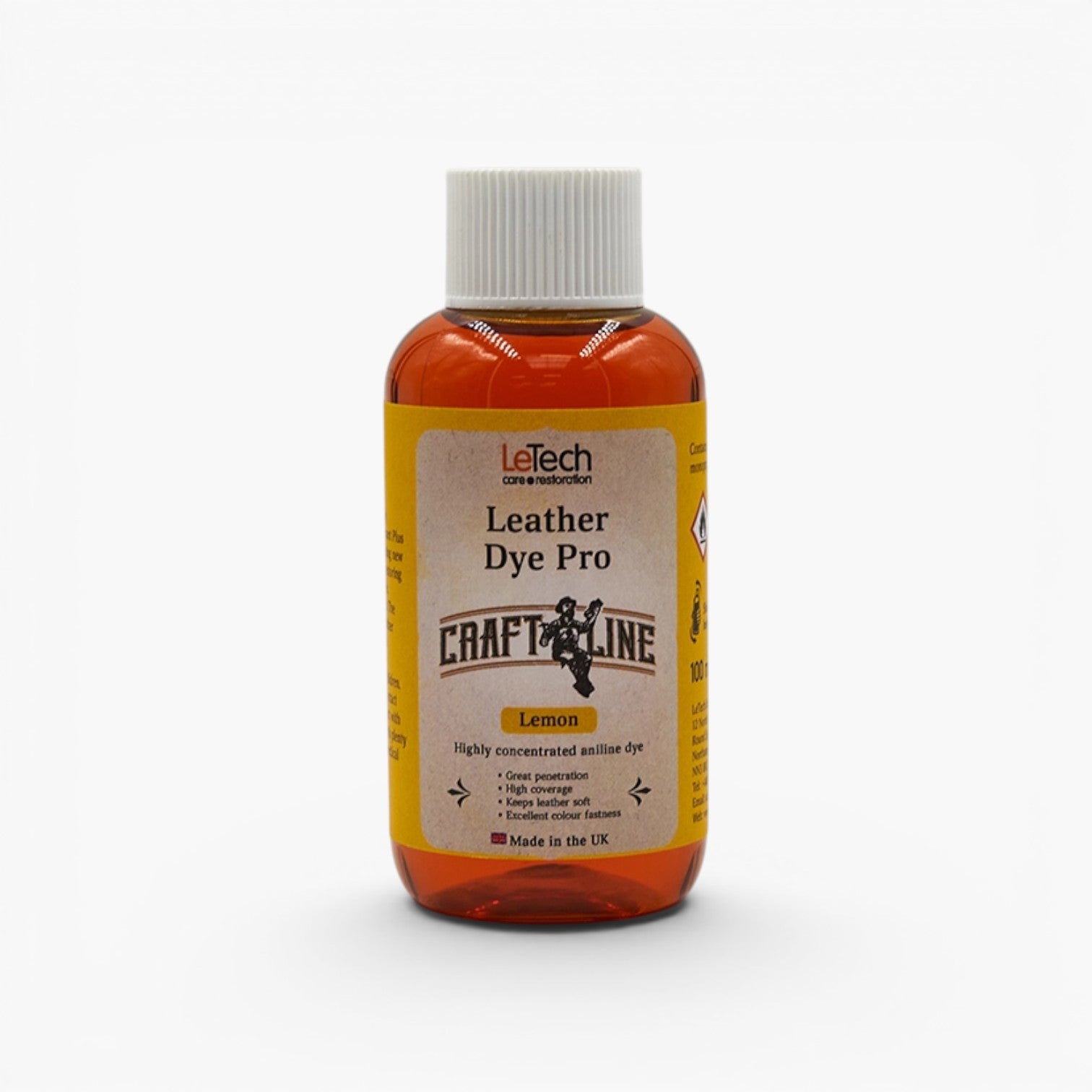 Craft Line - Leather Dye Pro - Multiple Colours Lemon by LeTech Canada