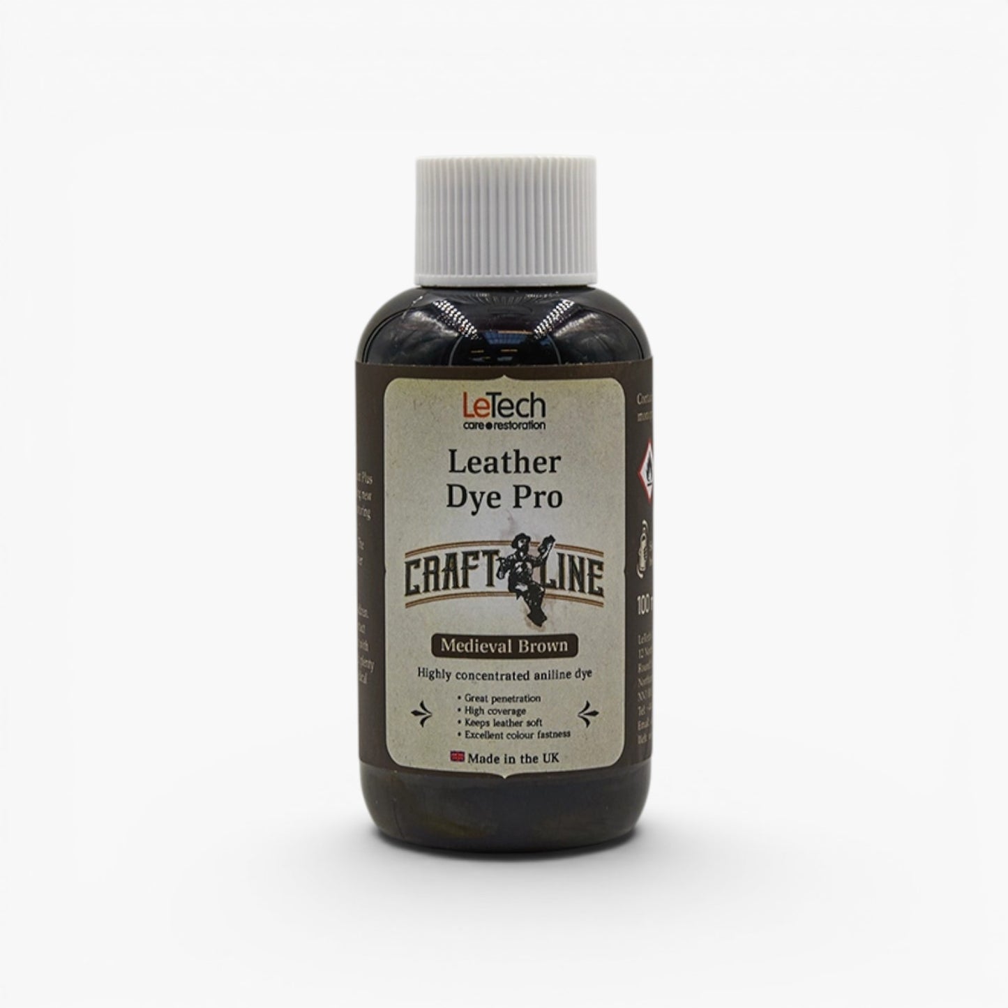 Craft Line - Leather Dye Pro - Multiple Colours Medieval Brown by LeTech Canada