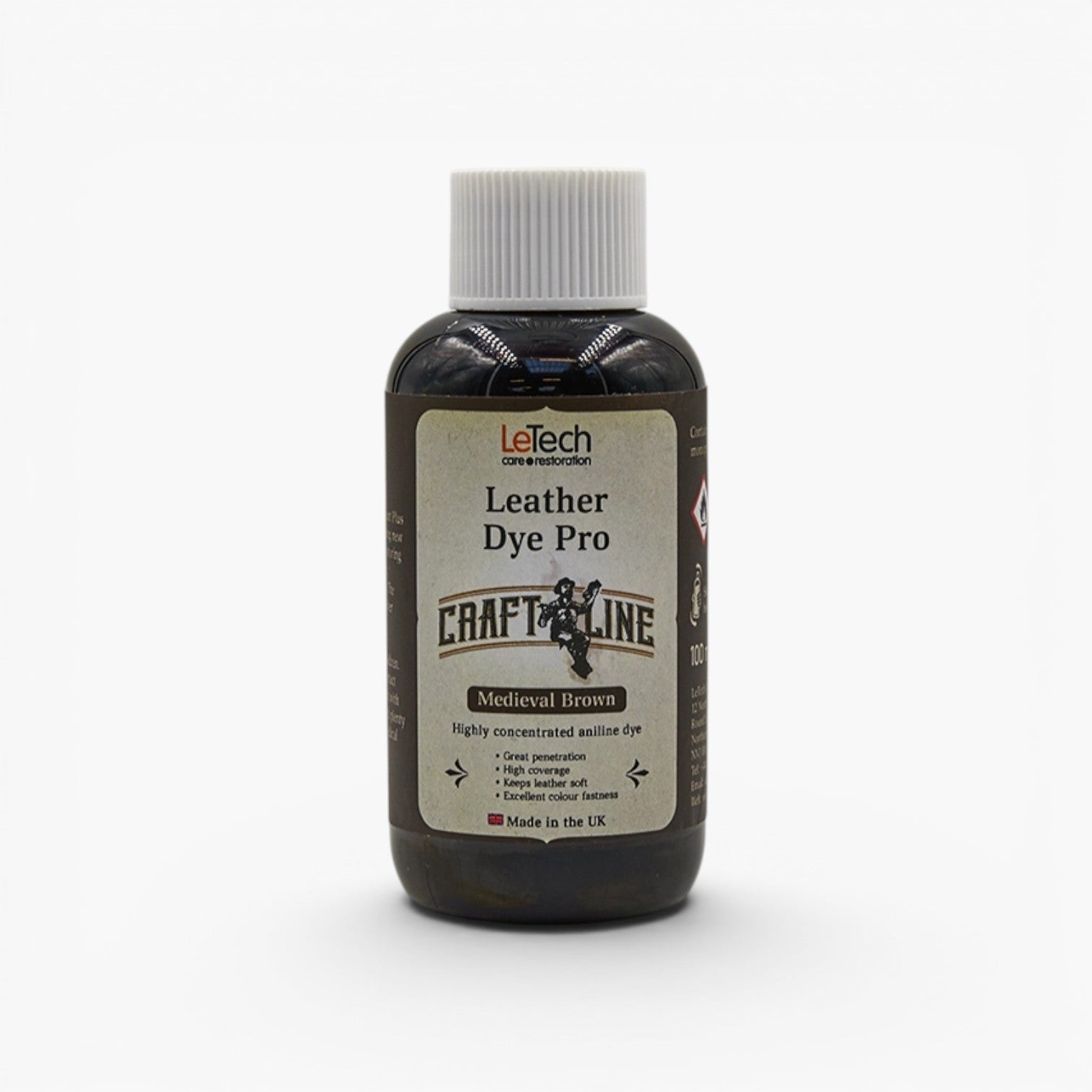 Craft Line - Leather Dye Pro - Multiple Colours Medieval Brown by LeTech Canada