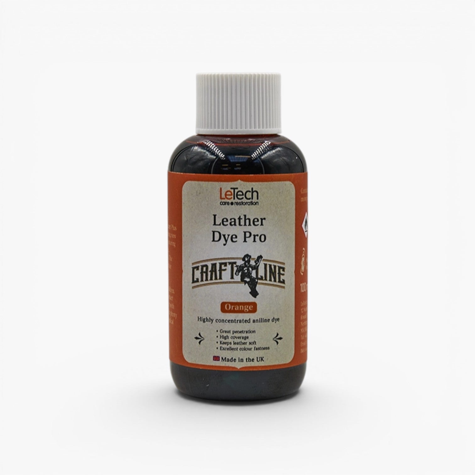 Craft Line - Leather Dye Pro - Multiple Colours Orange by LeTech Canada