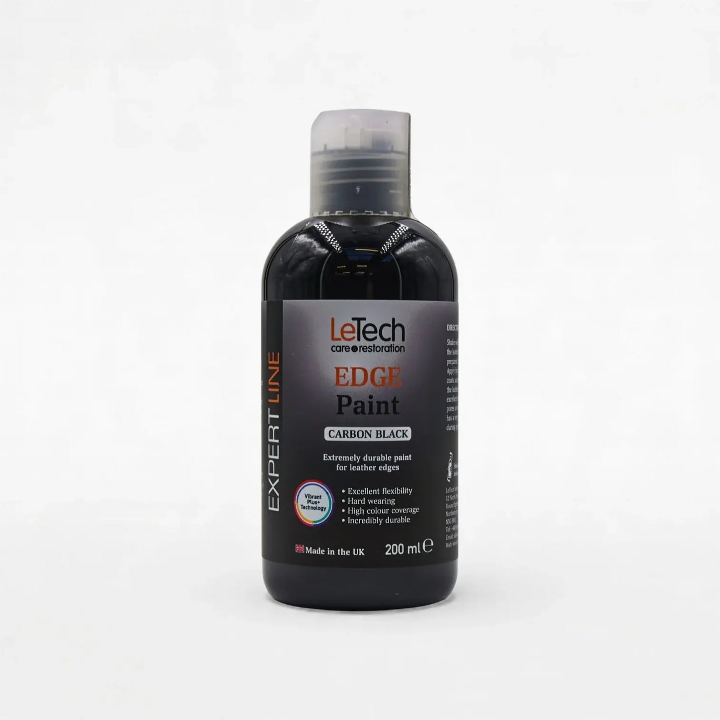 Leather Edge Paint Carbon Black 200 ml by LeTech Canada